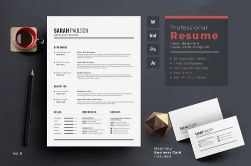 优雅简约的商务简历名片多格式通用模板素材 Resume/CV