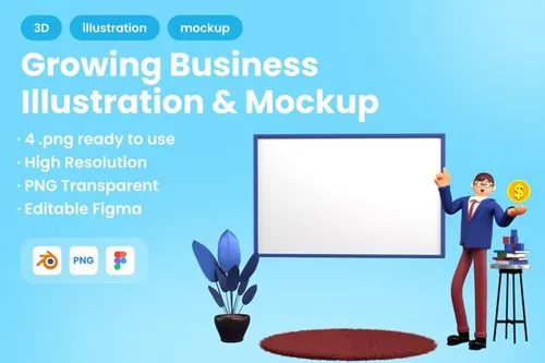 三维渲染企业工作报告演示文稿会议3D商业插画素材 3D Gr