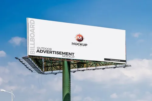 户外高炮印刷广告贴图展示模版Billboard Free Outdoor Advertisement Billboard M...
