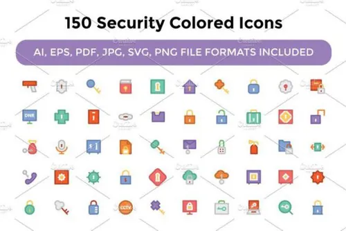 安全彩色图标 150 Security Colored Icons