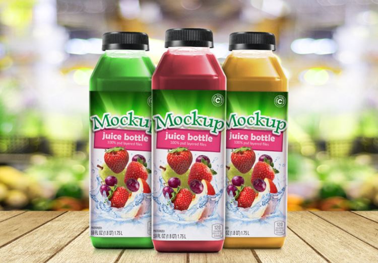 饮料类贴图模型Juice Bottle Mockup