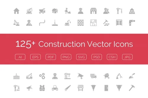 125 建筑主题图标 125  Construction Vector Icon