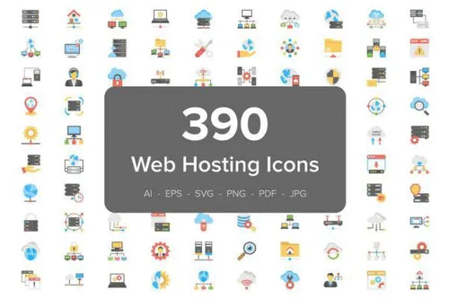 网络主机服务器图标 390 Web Hosting Flat Vector Ic