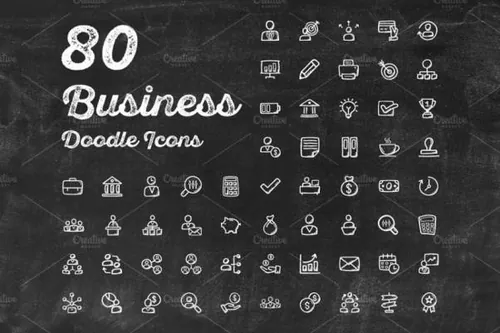 涂鸦风格的商业主题图标 80 Business Doodle Icons