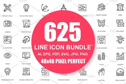 细线商业Web图标 Thin Line Business Web Icons