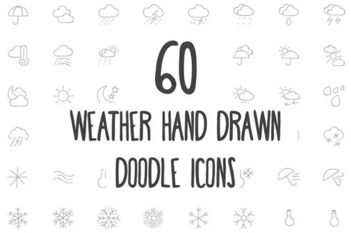 天气手绘涂鸦图标 60 Weather Hand Drawn Doodle Ic