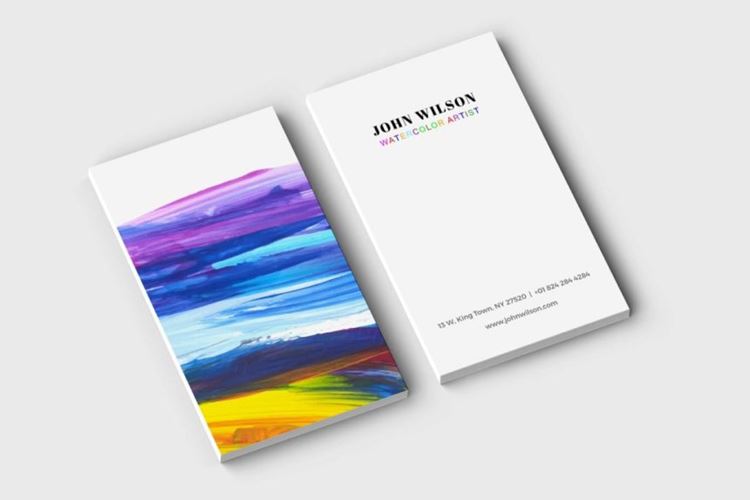 时尚手绘水墨水彩风格的名片设计模板watercolor-business-card