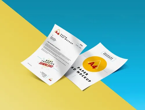 A4纸模型PSD贴图模板A4 Paper PSD Mockup