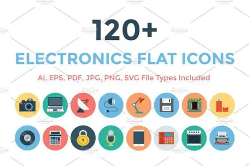 电子平面图标 120  Electronics Flat Icons