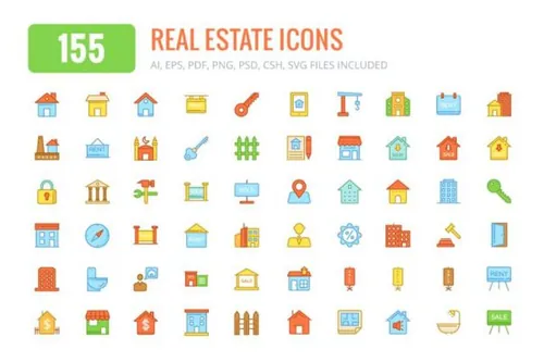 85 房地产彩色和线图标  Estate Colored  Line