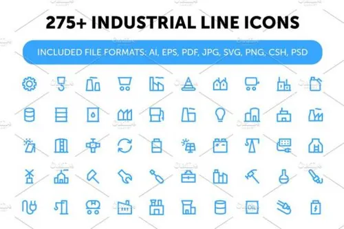 工业主题图标 275  Industrial Line Icons