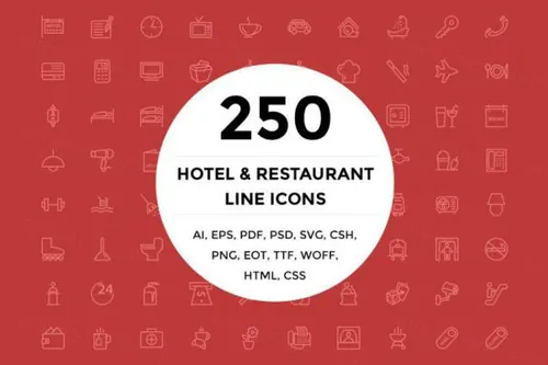 酒店餐馆线型图标 250 Hotel and Restaurant Line I