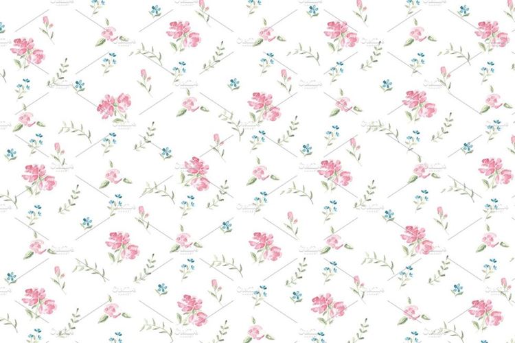 手绘水彩花卉图案无缝背景Watercolor roses