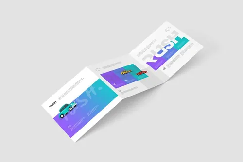 三折页宣传单Square Trifold Brochure Mockups Z-Fold