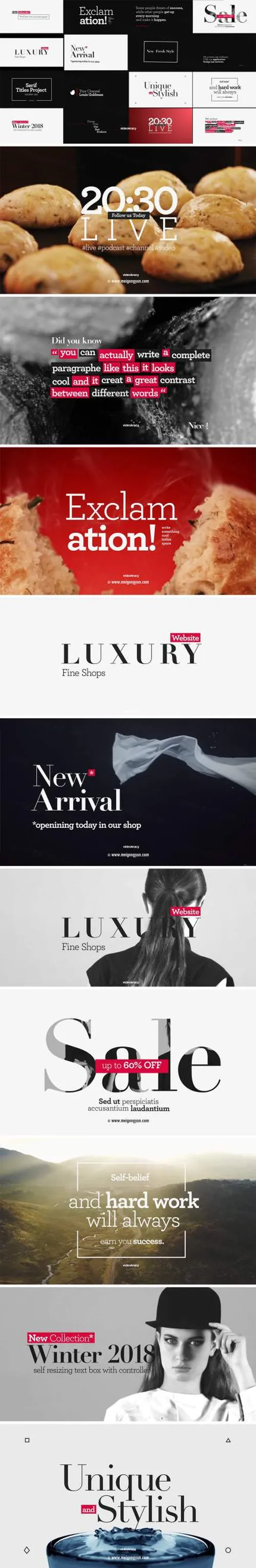 16组文字标题排版动画Text title typesetting animation