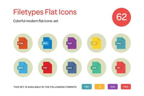 扁平化文件类型图标 Filetypes Flat Icons Set