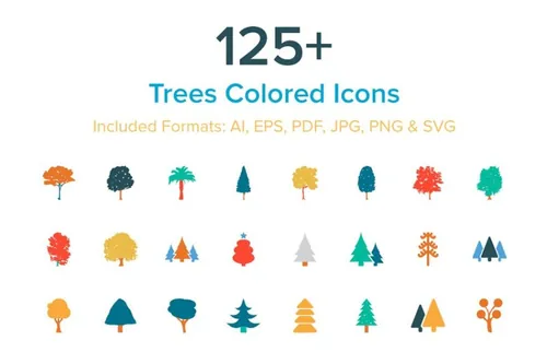 125  彩色树图标 125  Trees Colored Icons