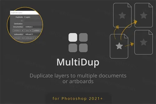 PS一键多图层批量复制扩展插件 MultiDup - Batch Du