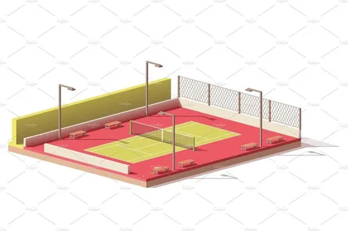矢量低聚网球场插图素材Vector low poly tennis court