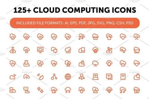 云主题图标 125  Cloud Computing Icons Set