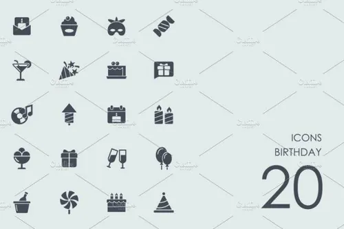 扁平化生日图标 Birthday icons