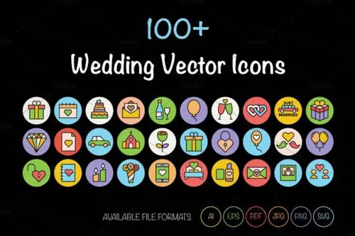 婚礼相关的图标 100  Wedding Vector Icons