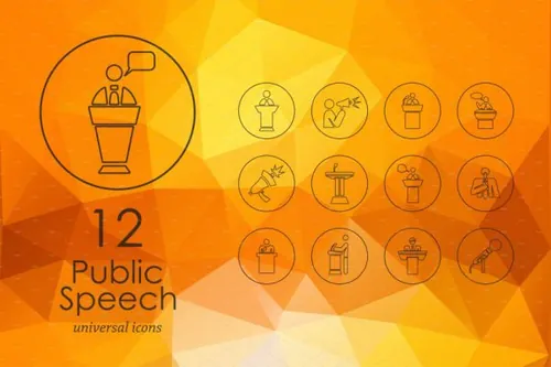 公共演讲线型图标 Public Speech line icons