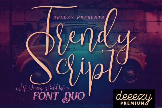 一款酷又要创意的英文字体Trendy Script Font Duo