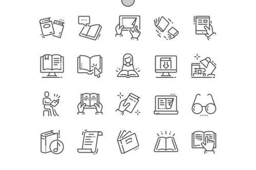 阅读线型图标 Reading Line Icons