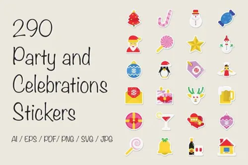 圣诞节贴纸图标 290 Party and Celebration Sticke