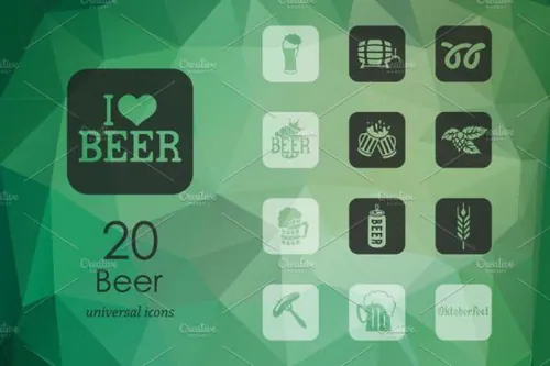 啤酒主题图标 Set of beer icons