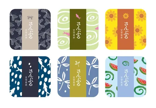 日式高点水果布丁包装设计底纹矢量素材