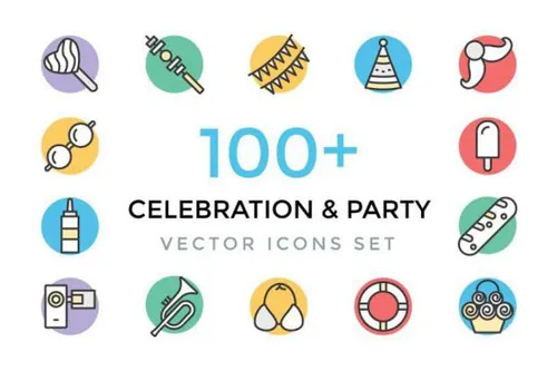 庆祝派对图标 100  Celebration and Party Icons