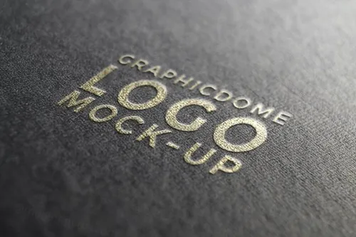 纸质标志logo贴图PSD贴图模板Gold on Black Paper Logo Mock-up