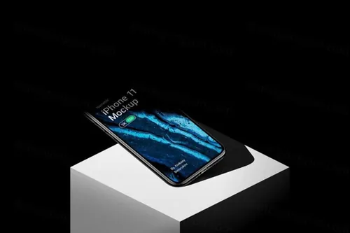苹果iPhone 11手机UI界面贴图展示样机模板 iPhone 11 Pro With Shadow Overlay