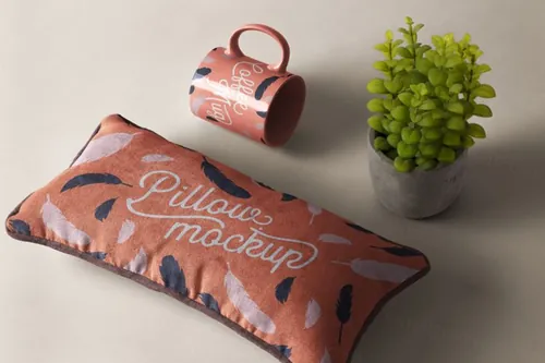 抱枕靠枕印花图案设计预览样机 Psd Rectangular Pillow Mockup Scene