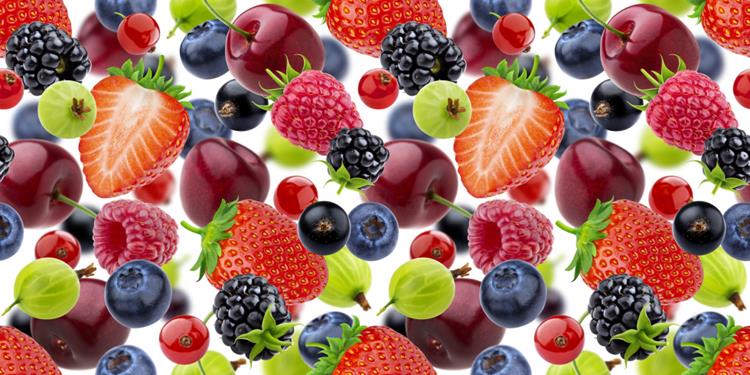 新鲜葡萄车厘子樱桃夏季水果无缝拼接图案JPEG高清背景素材