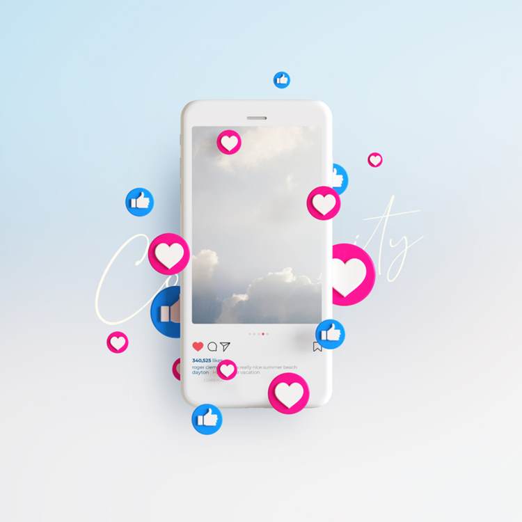 SNS社交网络Ins评论点赞留言通讯3D合成样机PSD模板