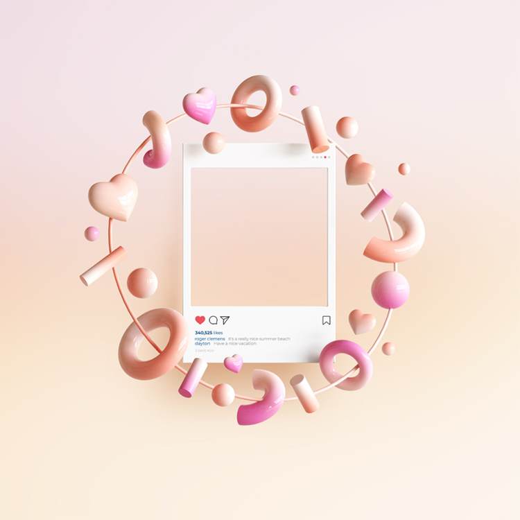 SNS社交网络Ins评论点赞留言通讯3D合成样机PSD模板