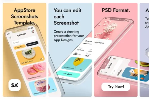 APP UI样机贴图PSD模板 Psd App Store Screenshot Template Vol3