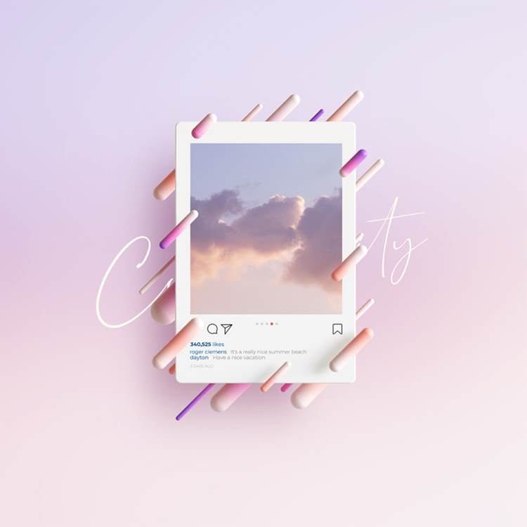 SNS社交网络Ins评论点赞留言通讯3D合成样机PSD模板