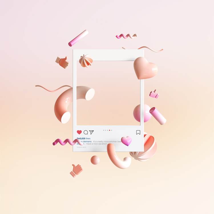 SNS社交网络Ins评论点赞留言通讯3D合成样机PSD模板