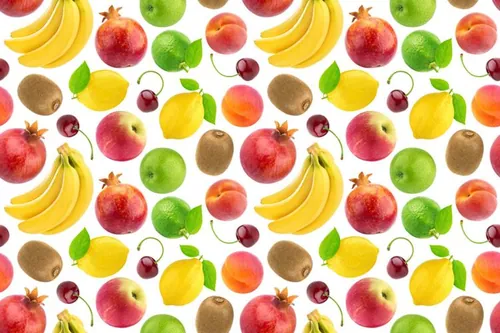 新鲜猕猴桃香蕉桃子柠檬夏季水果无缝拼接图案JPEG高清背景素