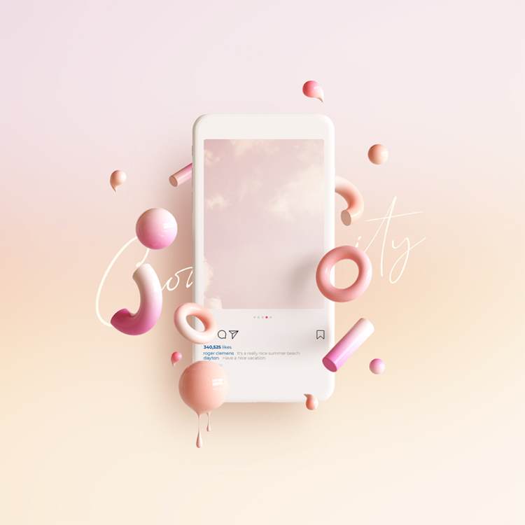 SNS社交网络Ins评论点赞留言通讯3D合成样机PSD模板