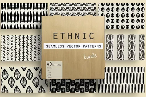 40张墨西哥民族风格无缝拼接图案素材 Ethnic Seam