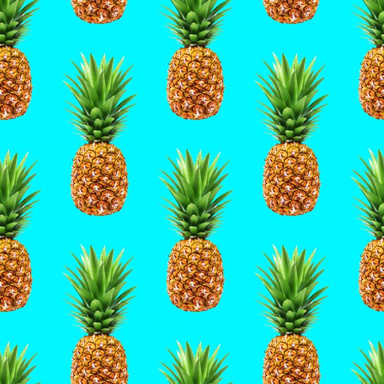 新鲜凤梨菠萝夏季水果无缝拼接图案JPEG高清背景素材