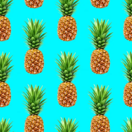 新鲜凤梨菠萝夏季水果无缝拼接图案JPEG高清背景素材