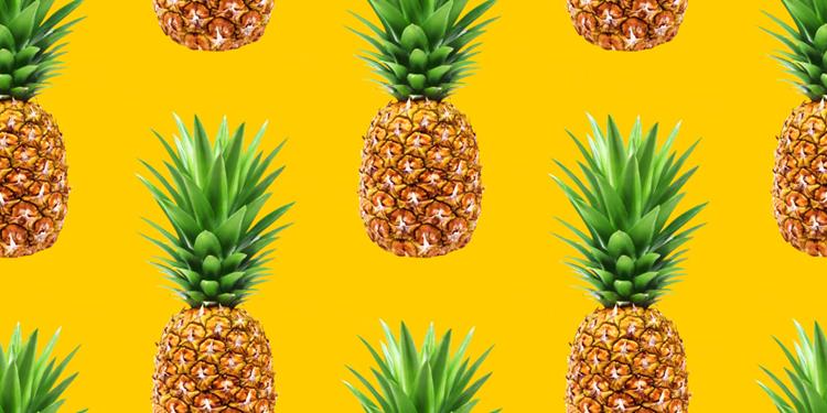 新鲜凤梨菠萝夏季水果无缝拼接图案JPEG高清背景素材