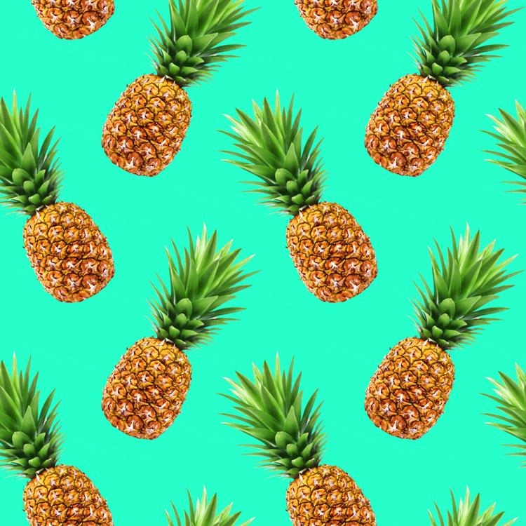 新鲜凤梨菠萝夏季水果无缝拼接图案JPEG高清背景素材