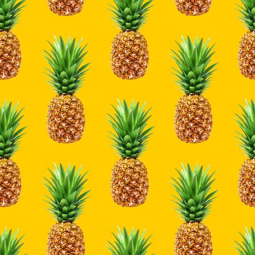 新鲜凤梨菠萝夏季水果无缝拼接图案JPEG高清背景素材
